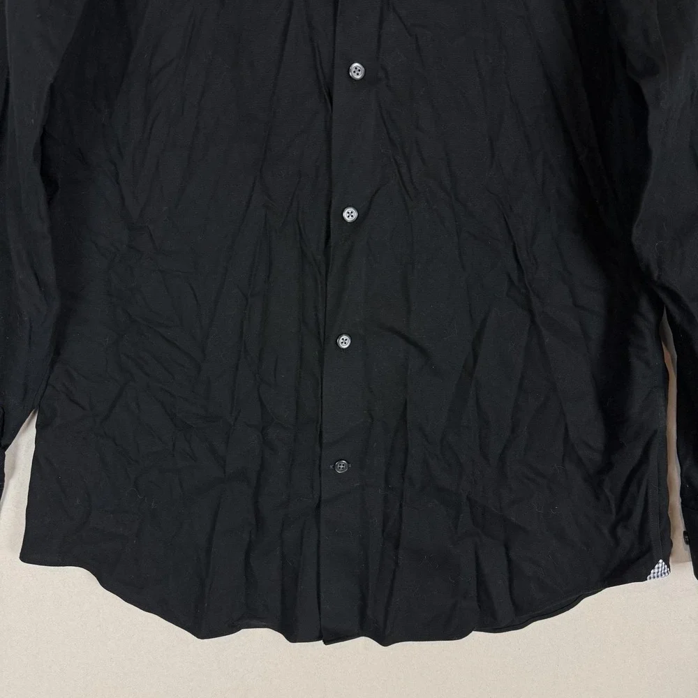 Banana Republic Dress Shirt Mens Medium 15.5 32/33 Black Solid Slim Fit Non Iron